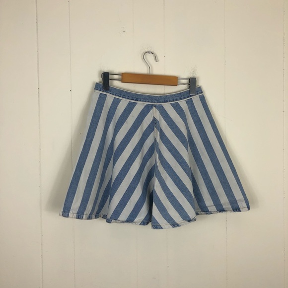 American Apparel Striped Denim Circle Skirt Sz L - Picture 8 of 12